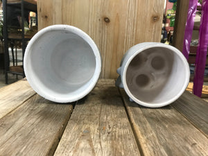 Gray and White Footed Face Planter Pot for succulents or house plants