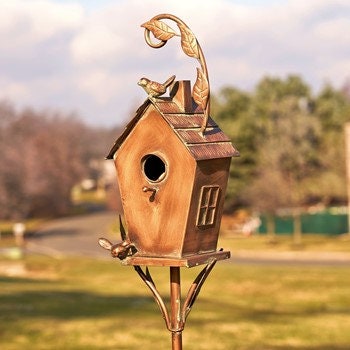 Staked Copper Birdhouse 