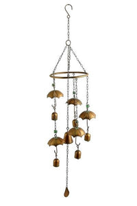 Wind Chime | Garden Art Antique Copper Umbrella Mobile With Bells