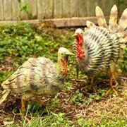 Load image into Gallery viewer, Set of 2  metal iron Turkeys- Amazing color + details Garden Decor | turkey statue | Wild Turkey Statue