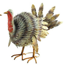 Load image into Gallery viewer, Set of 2  metal iron Turkeys- Amazing color + details Garden Decor | turkey statue | Wild Turkey Statue