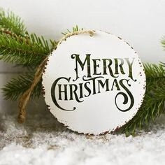 Tin merry christmas ornament cut out classic design