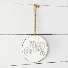 Tin merry christmas ornament cut out classic design