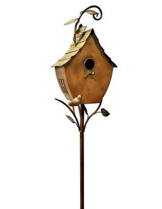 Copper Vintage Birdhouse Staked Outdoor Garden Art Birdhouse Bird Lover's Gift