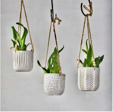 Load image into Gallery viewer, Hanging Ceramic Planters small white flower pot for succulents
