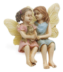 Miniature Fairy Garden Figurines l Sitting Fairy Sisters | MG110