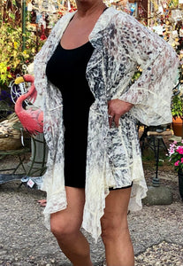 Leopard and Rose print lace jacket | Long & Flowing | Plus Sizes