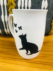 Ceramic Cat Lover's Tea Mug Cup with Tea bag Holder | Cat Lover's Gift | Unique Tea Bag Coffee Mug Cup | Cat Kitchen Decor