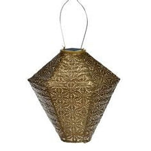 Load image into Gallery viewer, Indoor/Outdoor Garden Lantern LED |  Gold Diamond Shape 28 cm | Remote Battery Operated | LUM109