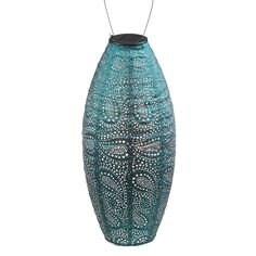Indoor/Outdoor Garden Lantern LED |  Sea Blue Long Oval Shape 20 cm | Remote Battery Operated | LUM116