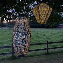 Load image into Gallery viewer, Indoor/Outdoor Garden Lantern LED |  Sea Blue Long Oval Shape 20 cm | Remote Battery Operated | LUM116