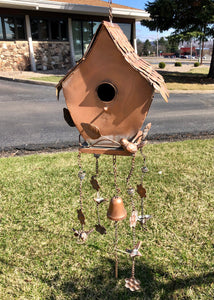Hanging Pagoda Copper birdhouse with wind Chimes | Bird House