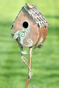 Load image into Gallery viewer, Country Farm Style Copper Bird house Bird Lover&#39;s Gift