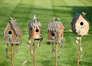 Load image into Gallery viewer, Copper birdhouse garden stake | Chimney | Country Style Metal Bird house