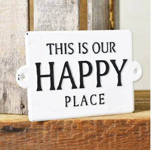 This Is Our Happy Place Tin Sign | Vintage style | Raised lettering