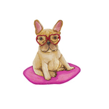 Load image into Gallery viewer, Frenchie Bulldog with heart shaped glasses Valentines Day Garden Stake |  12 inches
