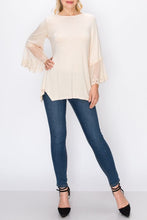 Load image into Gallery viewer, Flowing Beige 3/4 sleeve lacey trim top S - 2XL