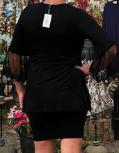 Load image into Gallery viewer, Black 3/4 sleeve lacey trim top Flowing S - 2XL