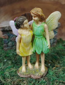 Sister Girl Friend Family Fairies Standing in embrace Fairy Garden Dollhouse Accessory MG121
