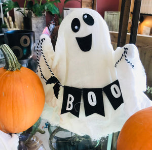 Shelf Sitting Ghost Gnome "BOO" | Halloween Decoration