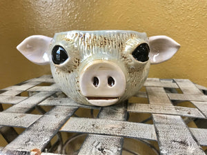 Adorable Ceramic Pig Planter Country Charm Pig Lover's gift