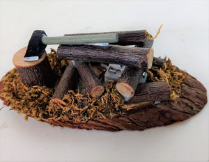 Miniature Fire Pit with Axe with light up Realistic Camp Fire