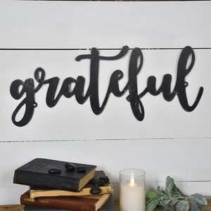 Grateful Metal Sign Cursive Script Inspirational