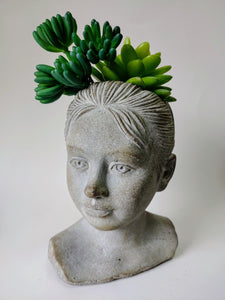 Lady Girl Head Planter | 7" tall | Face Planter | Face Pot | Lady's Head Planter | Unique Head Planter | Indoor Outdoor Succulent Pot