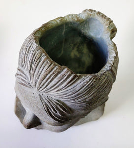 Lady Girl Head Planter | 7" tall | Face Planter | Face Pot | Lady's Head Planter | Unique Head Planter | Indoor Outdoor Succulent Pot