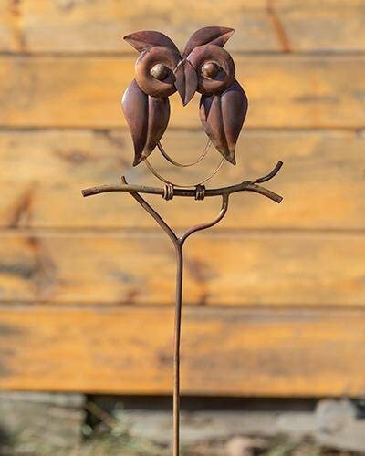 Metal Bronze Owl Garden Stake
