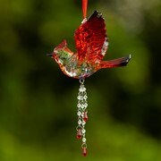 Cardinal Male or Female Acrylic Sun Catcher Ornaments with Beaded Tassels Indoor or Outdoor Hanging Art