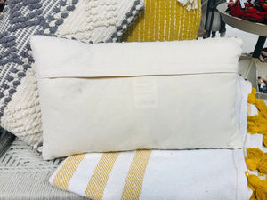 Rectangular Diamond Accent Pillow with Ivory and Gray | Zippered Cover