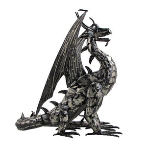 Alexander | 2' metal filigree dragon | 2' tall 2' wide | powder-coated steel dragon indoor/outdoor 3 piece