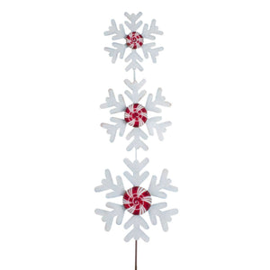 Snowflake Topiary With Peppermint Candies Metal Garden Stake for Porch Pots
