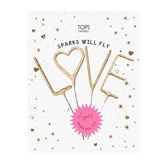 Large Gold Sparkler LOVE Candles | Anniversary | Occasions