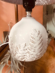 Small Glazed Ceramic Accent Lamp with Fern Design