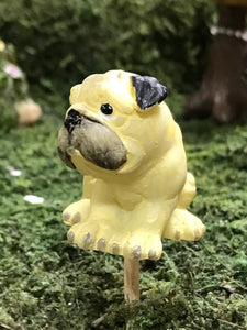 Miniature Sitting Pug to complete your Fairy Garden | Sold Individually