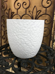 Ceramic Hammered Look White Planter | 6" tall | No Drainage