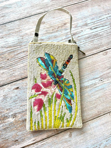 Dragonfly Hand Beaded Fashion Cell Phone Bag Purse Crossbody Wristlet