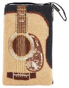 Guitar Hand Beaded Fashion Cell Phone Bag Purse Crossbody Wristlet