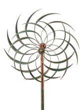 Load image into Gallery viewer, Green Kinetic Wind Spinner Garden Art Wind Sculpture wind swept HH779