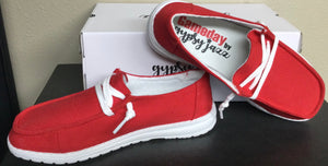 Woman's Game Day Slip On - Red Moc shoe.