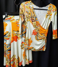 Load image into Gallery viewer, Women&#39;s Wrap Orange Print Boutique V Neck Shirt