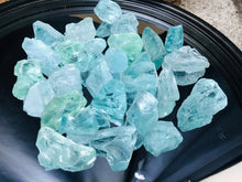 Load image into Gallery viewer, Fire Pit Propane Large Glass Faux Rocks of sea glass light blue and green hues