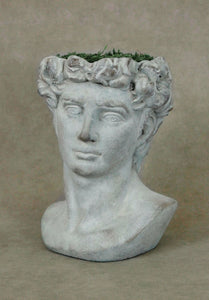 Small Caesar Concrete Roman Man Head Planter 6.5" tall