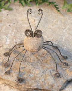 Natural River Rock Stone Critter Spider | Rock Art | Zen Gardening | Creative Unique Garden Accent | Indoor Outdoor