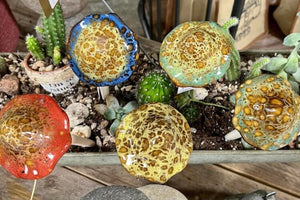Medium 7" Ceramic Mushrooms Indoor plan or Outdoor Garden accents