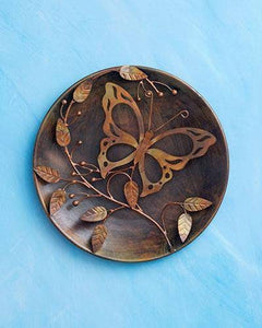 Butterfly on a Branch Raised Wall Disc 12"