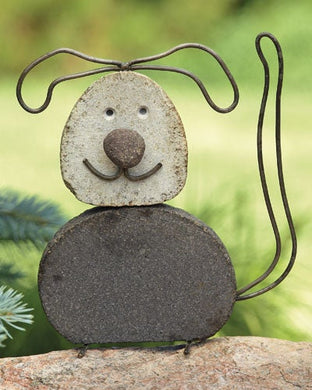 Sitting Dog Stone River Rock Zen Garden Indoor Outdoor Animal Garden Decor Art