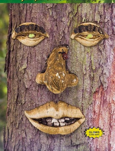 Face to hang on a Tree Face- Sleepy Tree Face  - Glows in the Dark